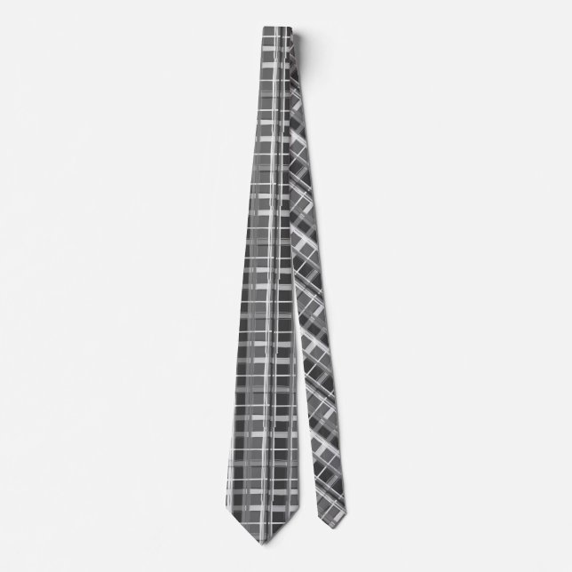 gray scale plaid pattern neck tie (Front)