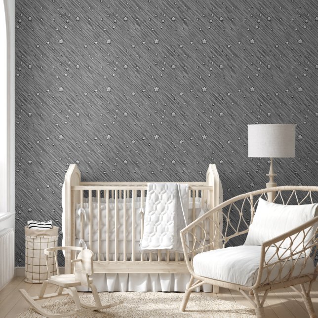 Gray Scale Stars Wallpaper (Kids)