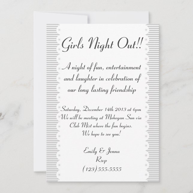 Gray Scalloped Chic Girls Night Out Invitation (Front)