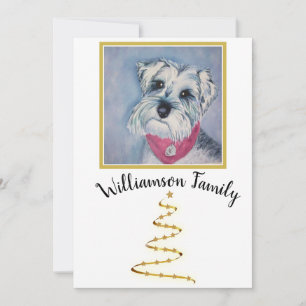 Gray Schnauzer Puppy Merry Holiday Card