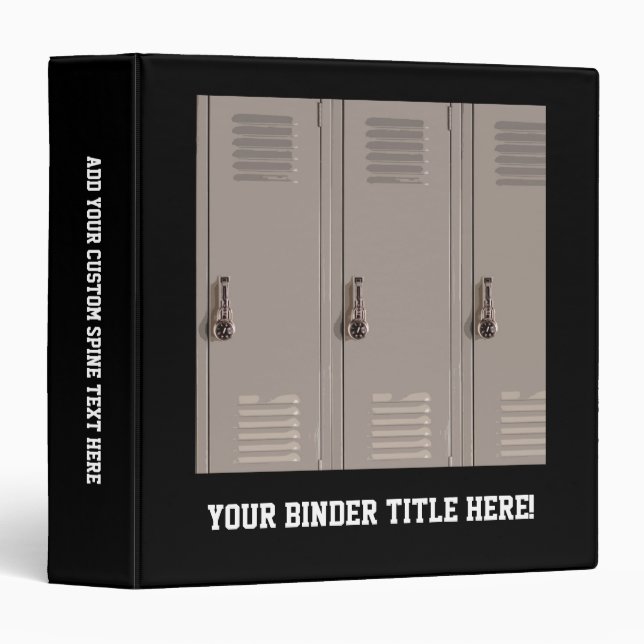 Gray School Lockers, High School Student 3 Ring Binder (Front/Spine)