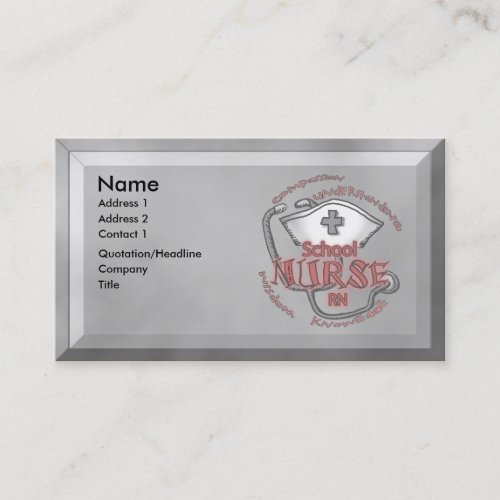 Gray School Nurse Axiom custom name Business Card