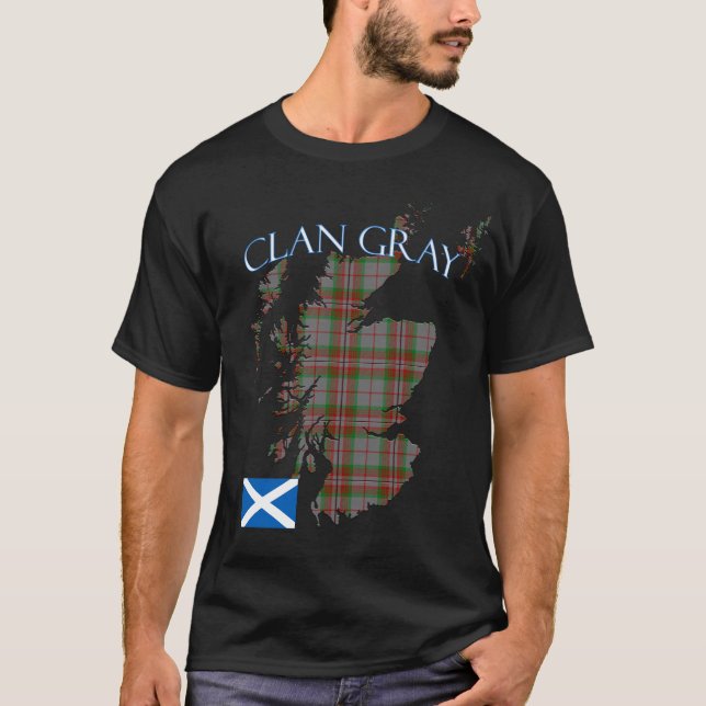 Gray Scottish Clan Tartan Scotland T-Shirt (Front)