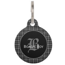Gray Scottish Plaid Monogram Large