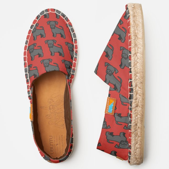 Gray Scottish Terrier Standing Pattern Red Canvas Espadrilles (Side)