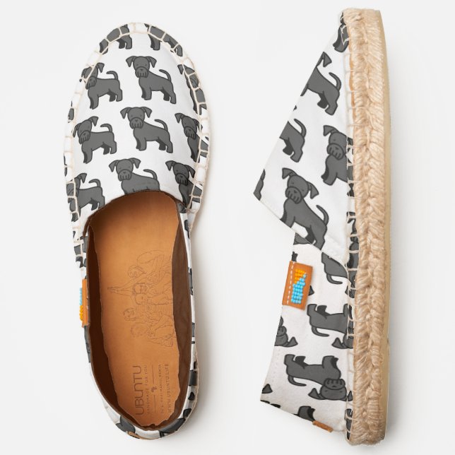 Gray Scottish Terrier Standing Pattern White Canvs Espadrilles (Side)