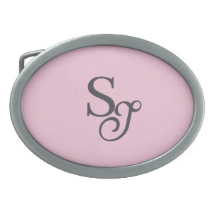 Gray script initial monogram pink belt buckle