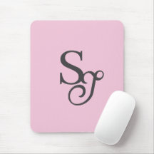 Gray script initial monogram pink