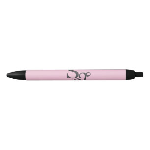 Gray script initial monogram pink pen