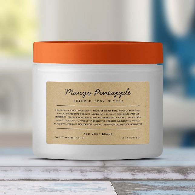 Gray Script Lines Ingredients List Kraft Label (Creator Uploaded)