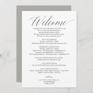 Gray Script Wedding Itinerary Welcome Letter Invitation