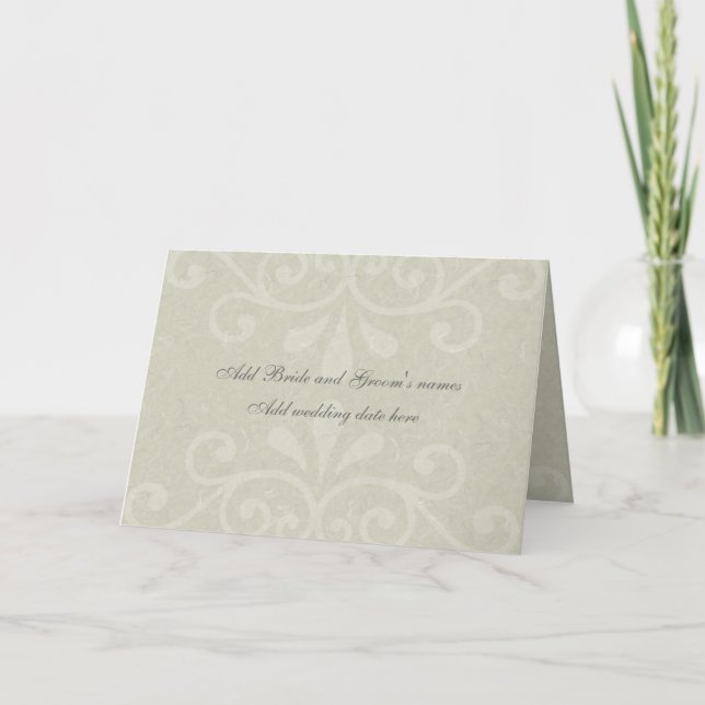Gray Scroll Formal Wedding Invitation (Front)