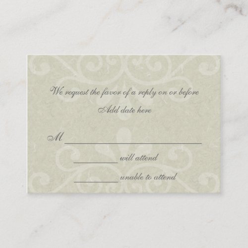 Gray Scroll Wedding Response Card Business Card Templates