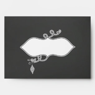 Gray Scrolls Chalkboard Christmas Holiday Envelope