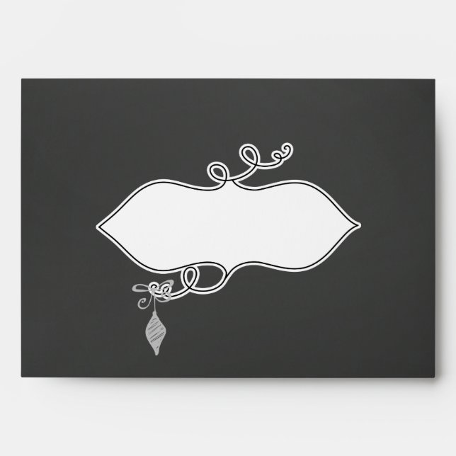 Gray Scrolls Chalkboard Christmas Holiday Envelope (Front)