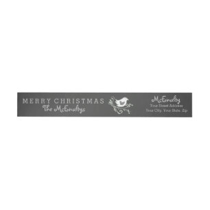 Gray Scrolls Chalkboard Holiday Wraparound Label