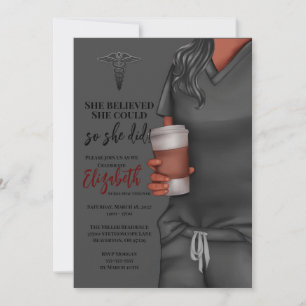 Gray Scrubs Nursing School Graduation Invitation