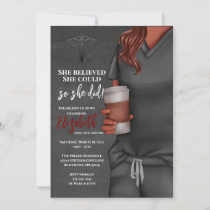 Gray Scrubs Nursing School Graduation Invitation