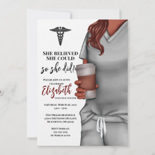 Gray Scrubs Nursing School Graduation Invitation