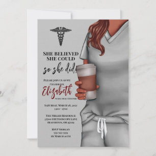 Gray Scrubs Nursing School Graduation Invitation
