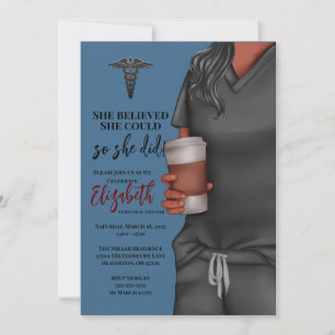 Gray Scrubs Nursing School Graduation Invitation