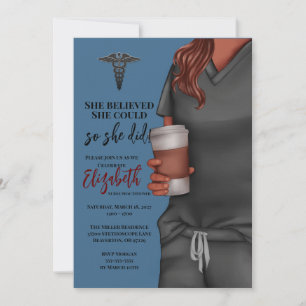 Gray Scrubs Nursing School Graduation Invitation