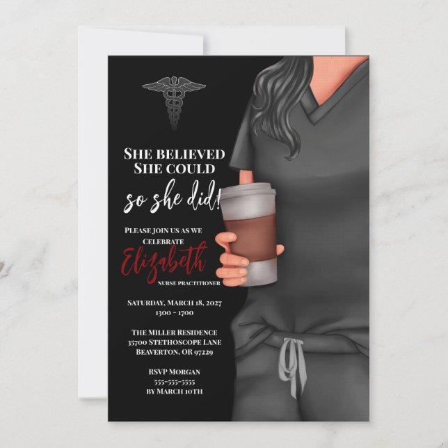 Gray Scrubs Nursing School Graduation Invitation (Front)
