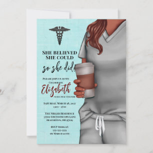 Gray Scrubs Nursing School Graduation Invitation