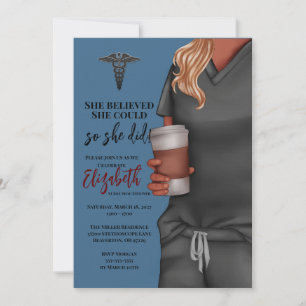 Gray Scrubs Nursing School Graduation Invitation