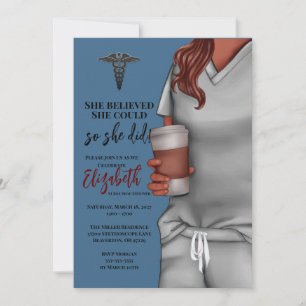 Gray Scrubs Nursing School Graduation Invitation