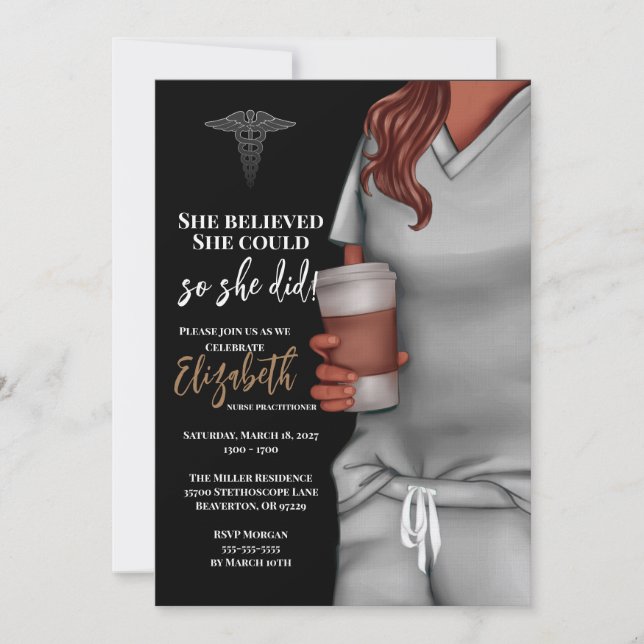 Gray Scrubs Nursing School Graduation Invitation (Front)