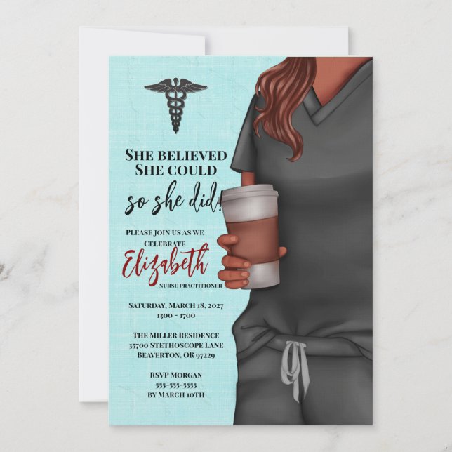 Gray Scrubs Nursing School Graduation Invitation (Front)