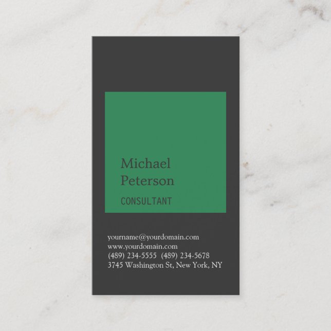 Gray Sea Green Stripe Consultant Business Card (Front)