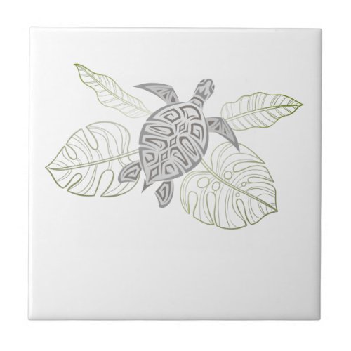 Gray Sea Turtle Tropical Coastal  Ceramic Tile