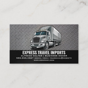 Gray Semi Truck   Transports Business Card