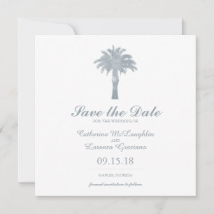 Gray Serene Palm Tree Watercolor Save the Date