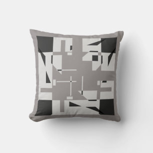 Gray Shades Black 4 Corner Small Shapes Labyrinth Throw Pillow