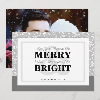 Gray Shades Christmas Greenery Photo Card