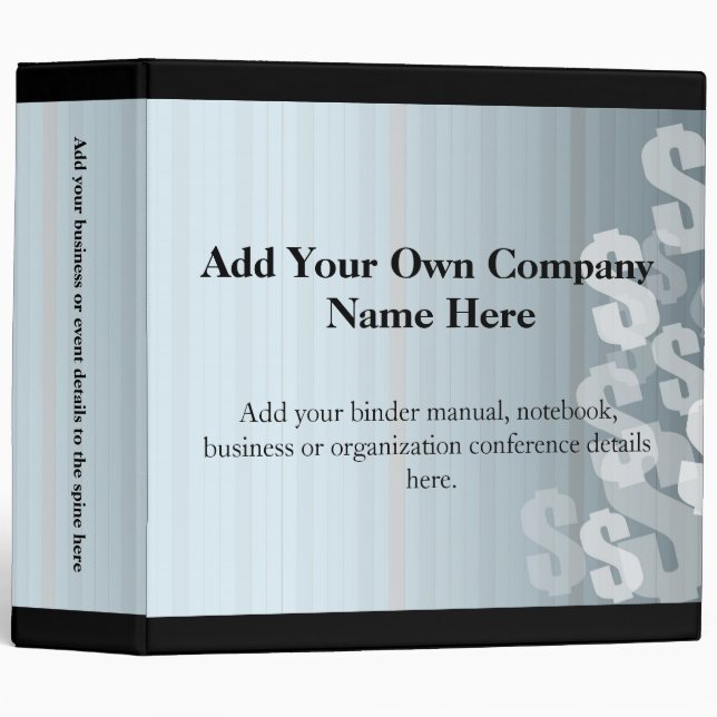 Gray Shades Dollar Signs Financial Design Binder (Front/Spine)