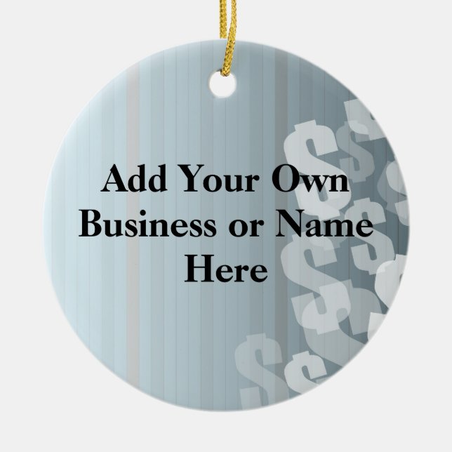Gray Shades Dollar Signs Financial Design Ceramic Ornament (Front)