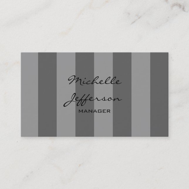 Gray Shades Stripes Pattern Manager Business Card (Front)