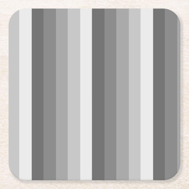 Gray shadow stripes square paper coaster (Front)