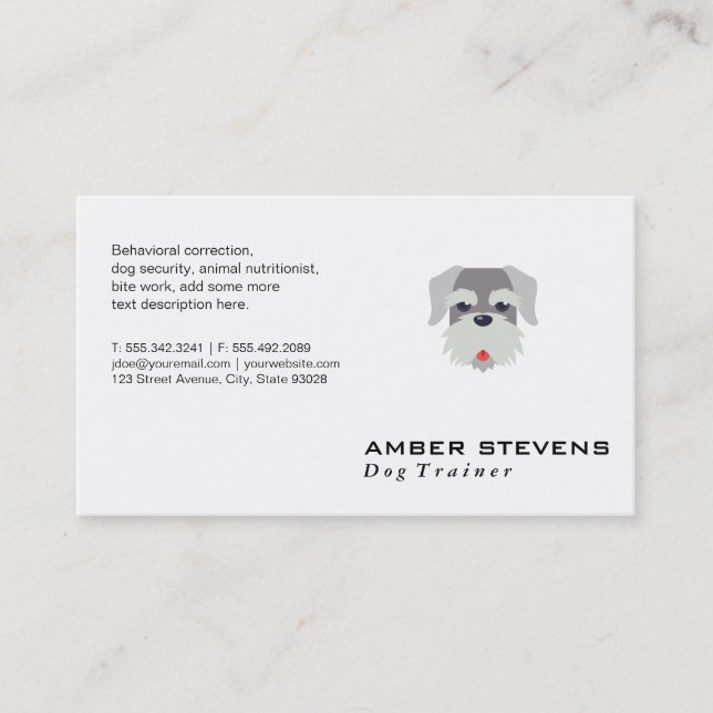 Gray Shaggy Dog Icon Business Card (Front)