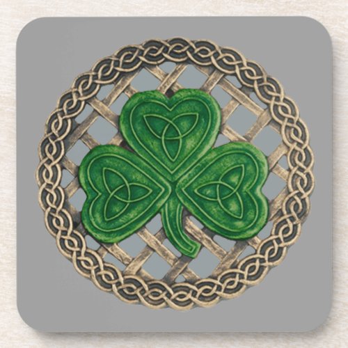 Gray Shamrock And Celtic Knots Coasters