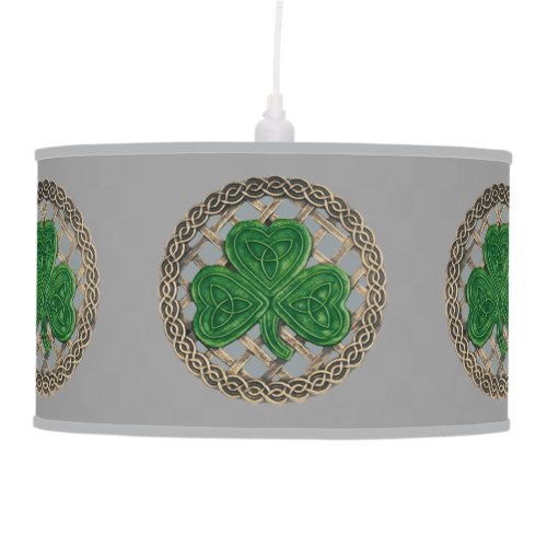 Gray Shamrock On Celtic Knots Ceiling Lamp