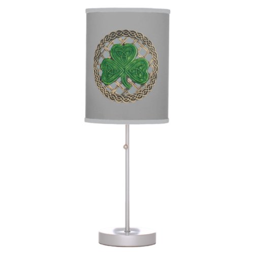 Gray Shamrock On Celtic Knots Desk Lamp