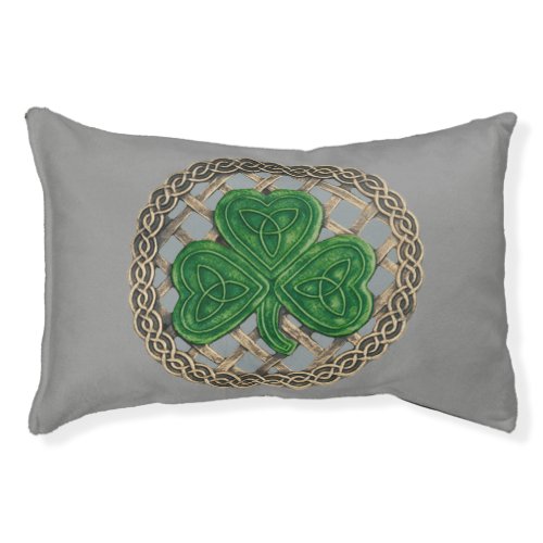 Gray Shamrock On Celtic Knots Dog Bed