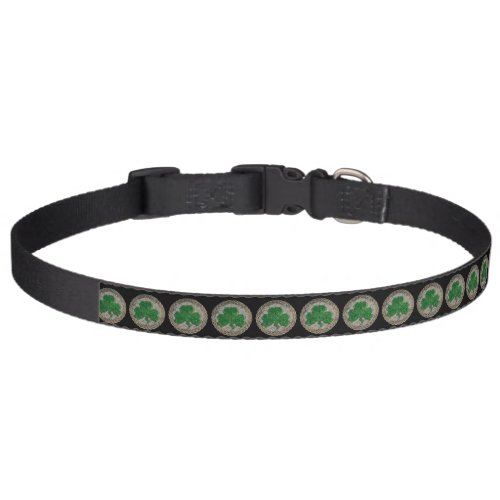 Gray Shamrock On Celtic Knots Dog Collar