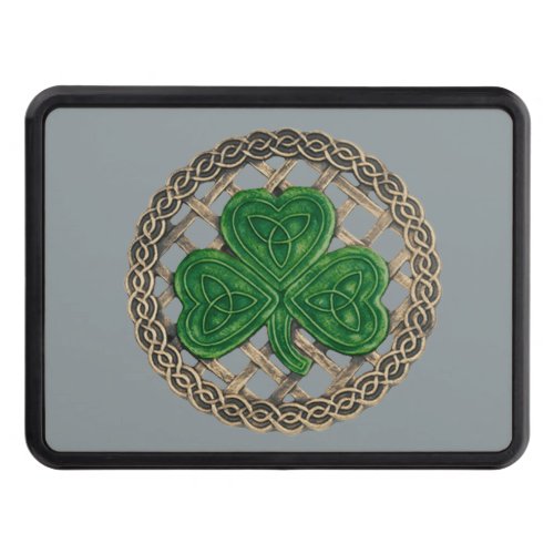 Gray Shamrock On Celtic Knots Hitch Cover