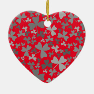 Gray Shamrocks Ceramic Ornament